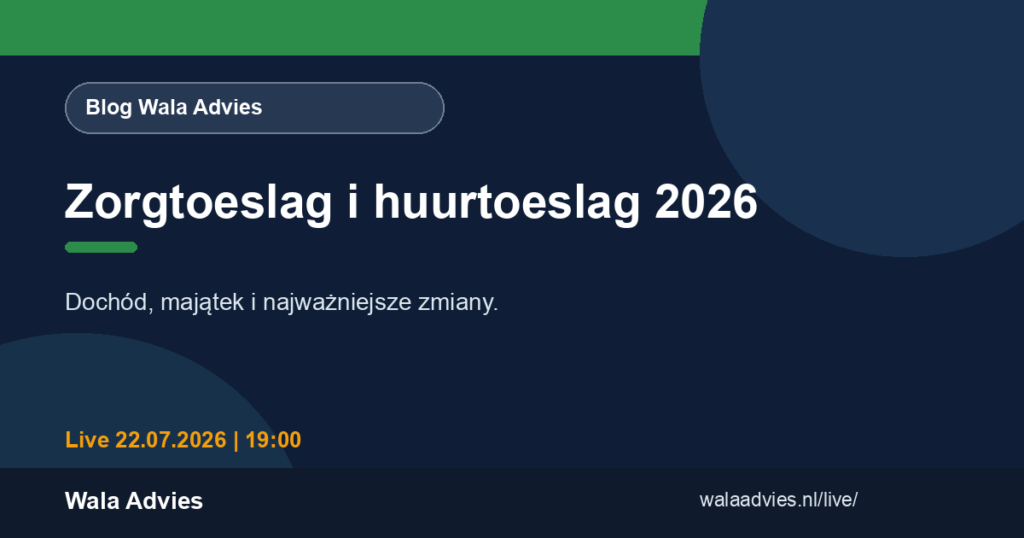 Zorgtoeslag i huurtoeslag w 2026. Dochód, majątek i najważniejsze zmiany
